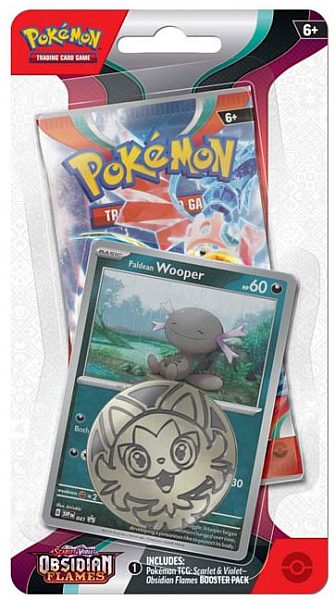 Checklane blister pack: Scarlet & Violet: Obsidian Flames Booster Pakke + Paldean Wooper Black Star Promo - Pocko Monsters