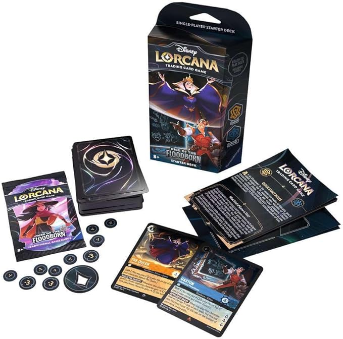 Disney Lorcana TCG: Rise of the Floodborn: Set 2: Starter Deck: Amber/Sapphire (The Queen & Gaston) - Pocko Monsters