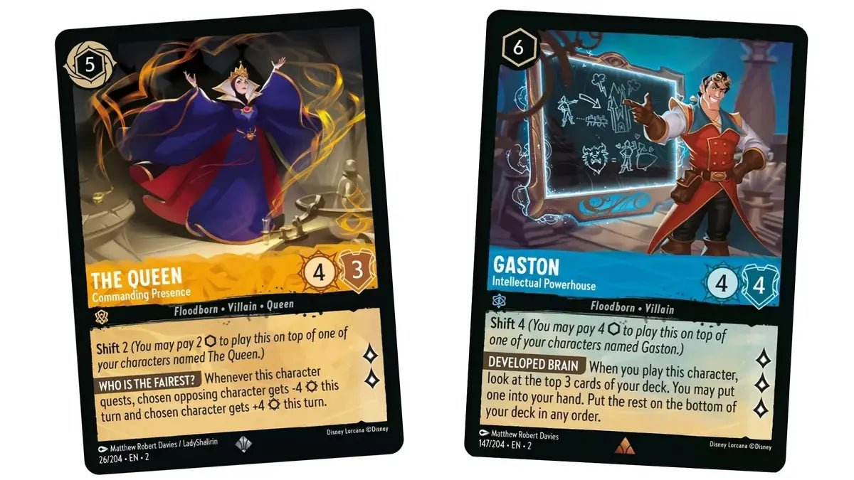 Disney Lorcana TCG: Rise of the Floodborn: Set 2: Starter Deck: Amber/Sapphire (The Queen & Gaston) - Pocko Monsters