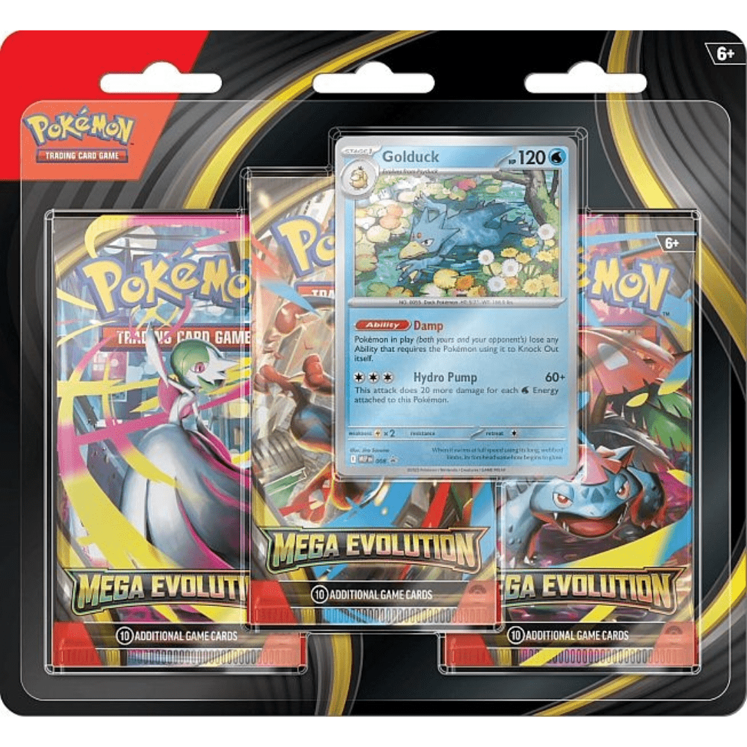 Mega Evolution: 3 - pack blister - Golduck: ME01 - Pocko Monsters