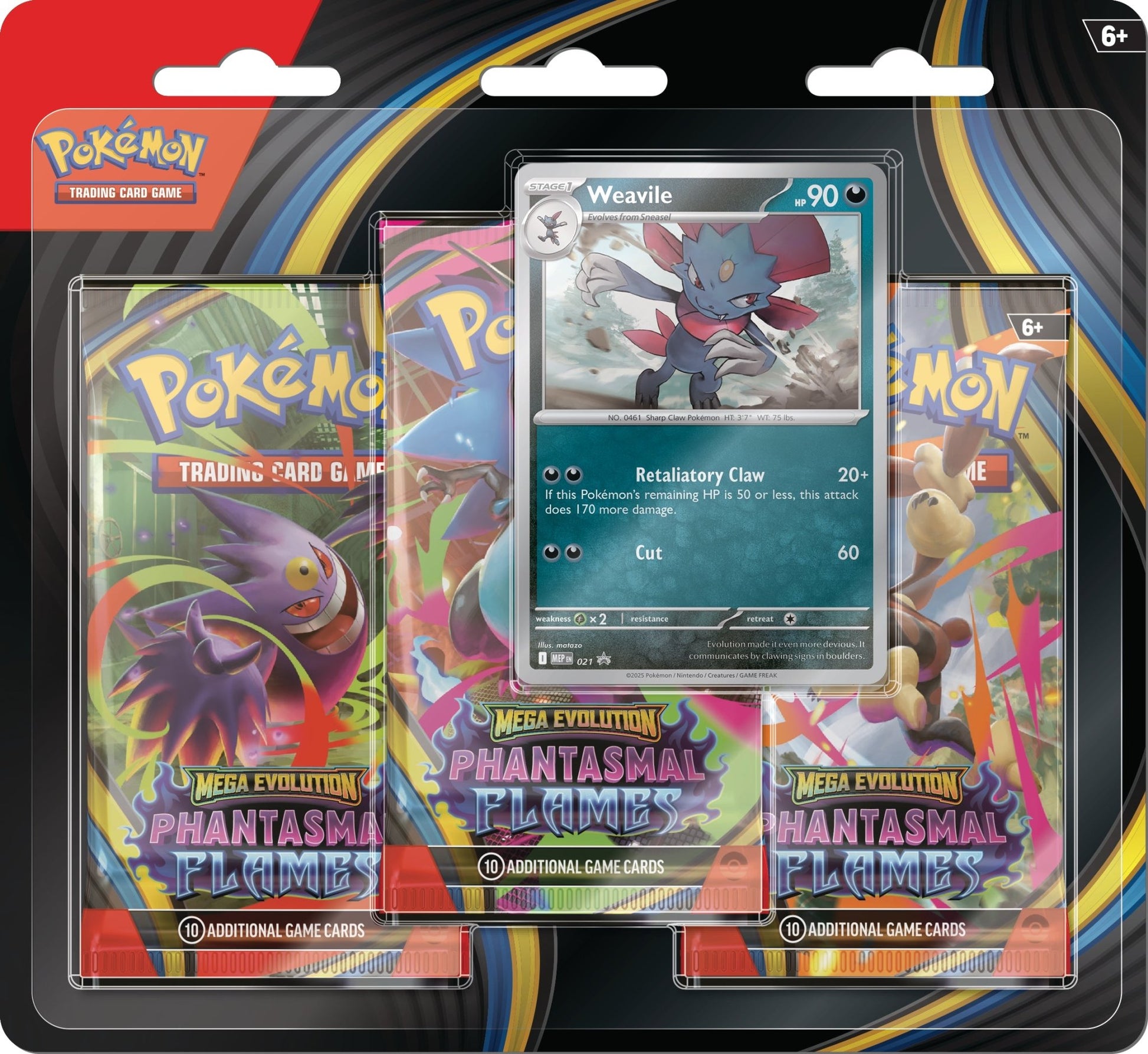 Phantasmal flames: 3 - pack blister - Weavile: ME02 - Pocko Monsters
