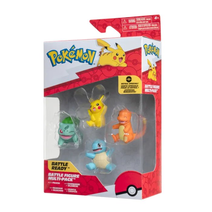 Pokemon Battle Figure 4 pack - Pikachu, Charmander, Bulbasaur og Squirtle - Pocko Monsters