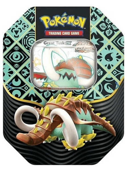 Pokemon: Paldean Fates: Scarlet and Violet SV4.5: Great Tusk Ex Tin Box - Pocko Monsters