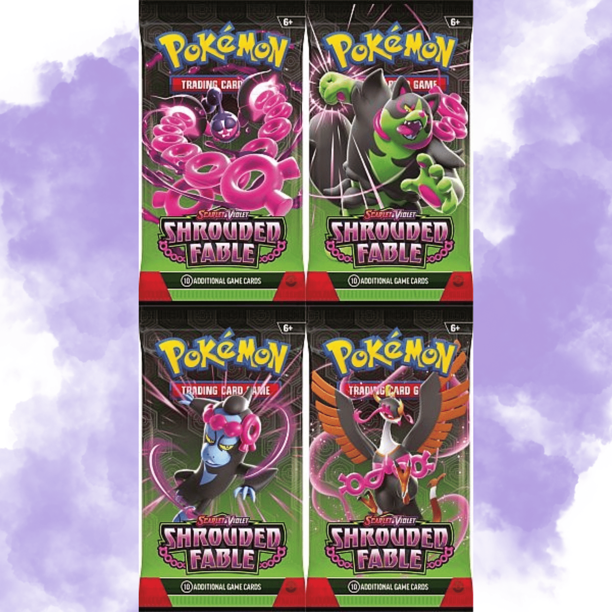 Pokemon Shrouded Fable - Artwork bundle 4 x Booster Packs - Pocko Monsters